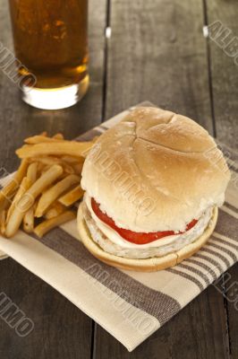 low fat burger fries and soda