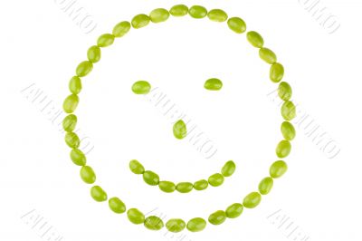 face made of green soybeans