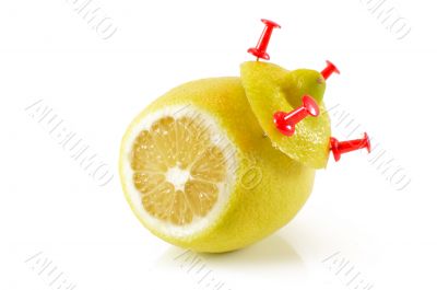 Lemon yellow on a white background