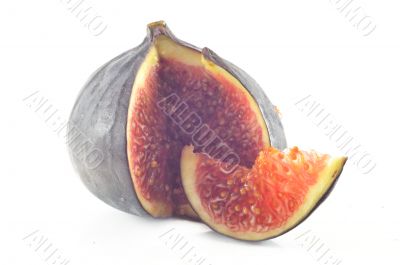slices of fig on a white background slices of fig on a white background