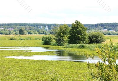 Rural landscape with church