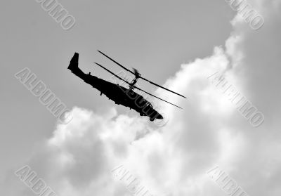 Combat helicopter in flight
