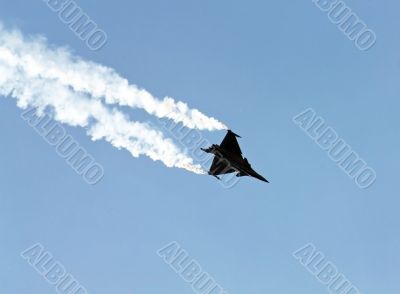 Demonstrative performance of jet `Dassault Rafale` at the air sh