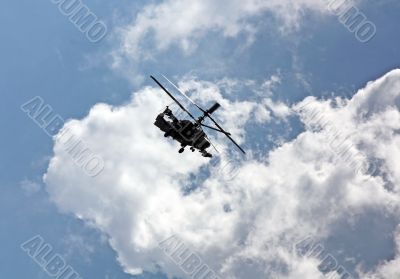 Combat helicopter in flight