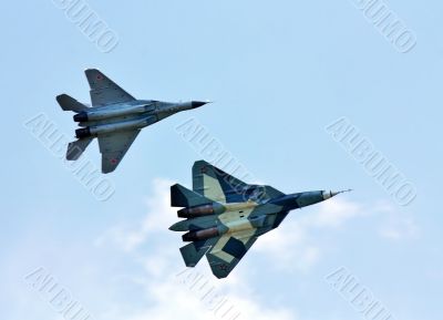 Aircraft on the background of white clouds