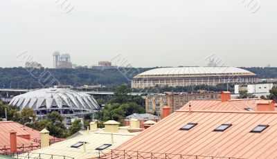 Domes of the sports complex, view from above
