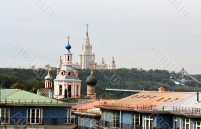 Church against the Sparrow Hills in Moscow