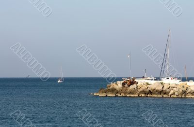 Yacht pier in summer