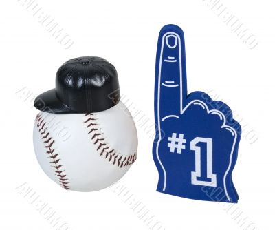 Baseball With Hat and Number One Glove