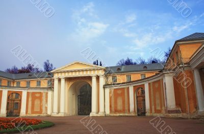 Classical fronton with columns and arch Classical fronton with columns and arch