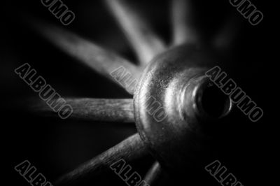 black and white image of a wheel