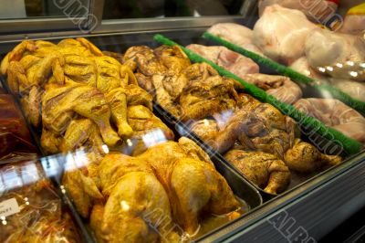 chicken in display cabinet