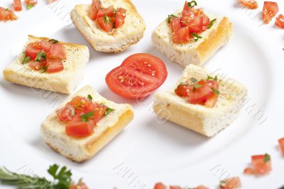 plate of tomato bruschetta plate of tomato bruschetta