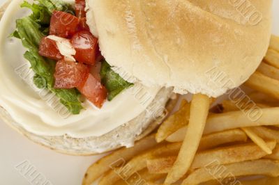 chicken burger and fries