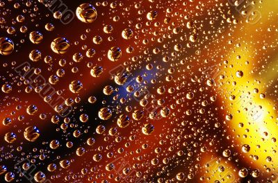 Water drops over colored background