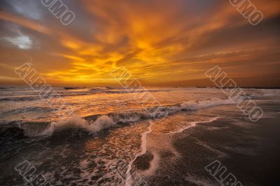 Orange sunset over the sea