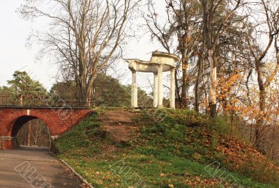 Antique arbor in evening light