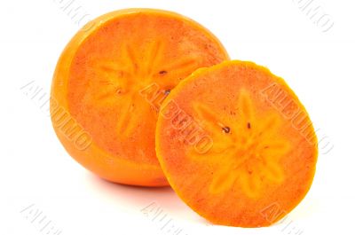 Slice persimmon on a white background Slice persimmon on a white background