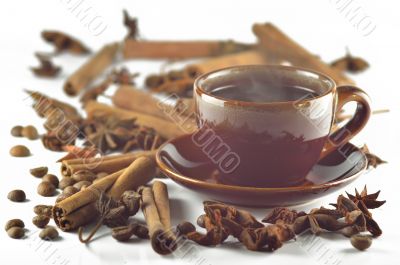 Cinnamon, anise and coffee beans