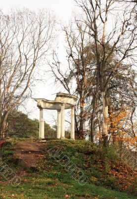 Antique arbor in evening light