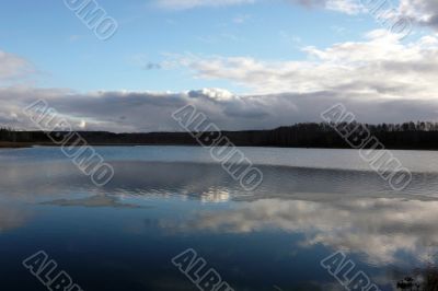 Lake with reflection of the sky in the water.