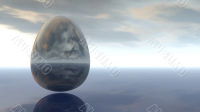 egg under cloudy sky