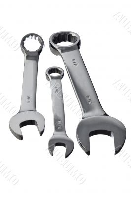 three metal spanner