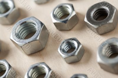 different sizes metal nuts 