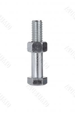 nut on bolt on white surface nut on bolt on white surface