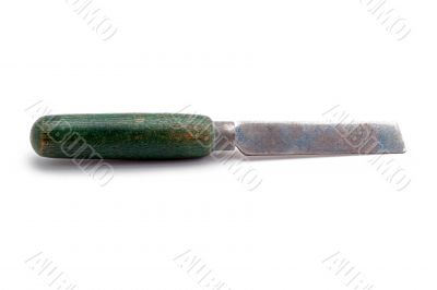 close up shot of chisel on white close up shot of chisel on white