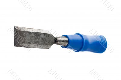 chisel with blue handle