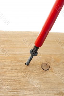 screwdriver on woodscrew