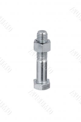 bolt with nut on white surface