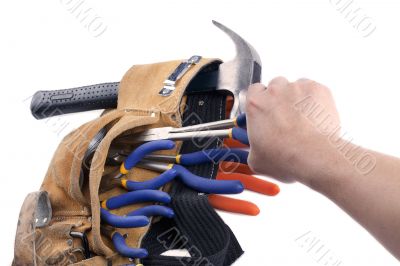 carpentry tools on belt