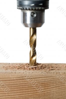 cropped image of drilling a wood