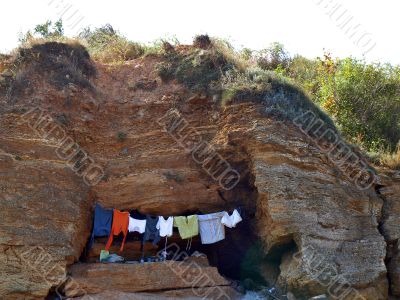 clothes drying on a rope