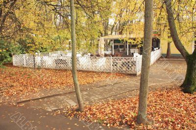 Summer cafe in autumn