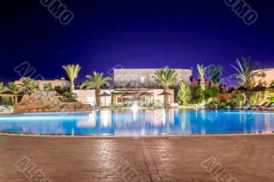 swimming pool at night