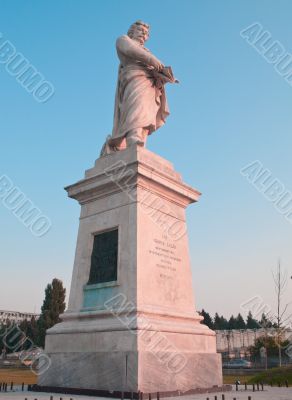 low angle view of historic statue at the parliament buildings in bucharest romania 