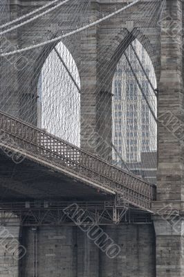 close up cropped image of brooklyn bridge 