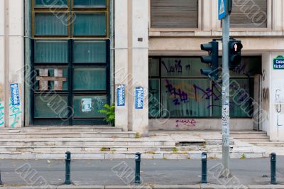 image of a painted building in bucharest romania image of a painted building in bucharest romania