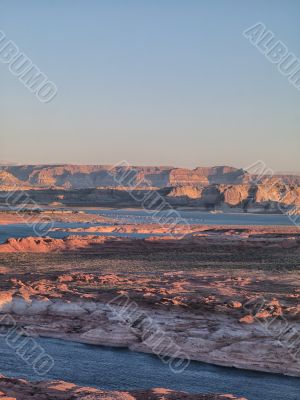 river and mountain range with clear sky in background in nevada