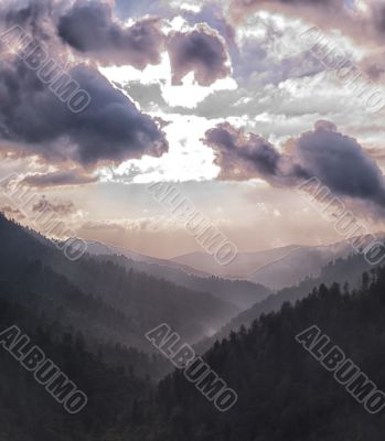 silhouette image of mountains and clouds