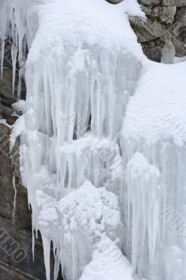 frozen snow on the stone