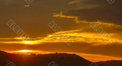 sunset on the mountain range