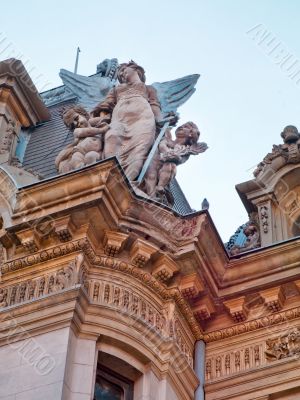 low angle view of statues on building