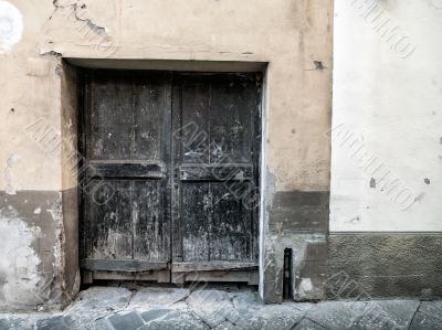 blue wood door