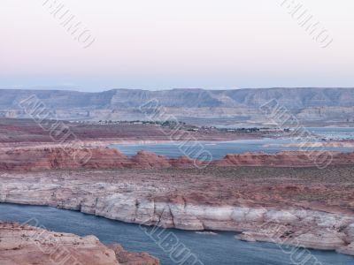 mountain range and river at lake mead
