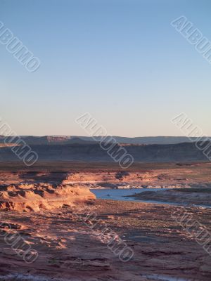 majestic image of mountain range and water stream at lake mead