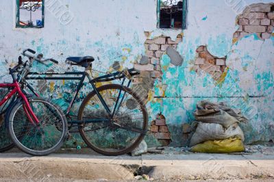 bikes and burlap sacks